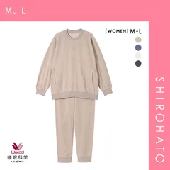 おトク【SHIROHATO公式】【正規品・新品】ワコール Wacoal 睡眠科学 レディース ルームウェア パジャマ 上下セット 長袖 デニム調 綿混 ML 寝返りしやすい YDX598(M、L)