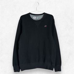RUSSELL PREMIUM FLEECE】One point sweat：ラッセル　ブラックv無地　ワンポイントスウェット　トレーナー　アメリカヴィンテージ　古着　vintage 　used　ユーズド　レディース　メンズ