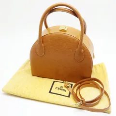 フェンディ　ハンドバッグ　2Way　ダークオレンジ　レザー　バニティ　ショルダーバッグ　ゴールド金具