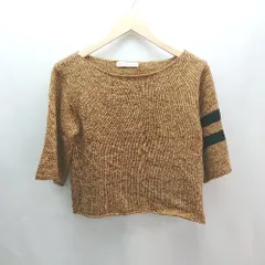 ◇ SENSE OF PLACE ラウンドネック ショート丈 カジュアル 半袖 ニット セーター サイズFree ブラウン レディース E  【1308160019399】