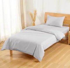チチロバ(TITIROBA)シングル 布団カバーセット 3点セット 掛け布団カバー ボックスシーツ 枕カバー シーツ 寝具カバーセット ベッドカバー 洋式 和式兼用 洗い替え速乾タイプ ピーチスキン加工 シングル・3点セット グレー