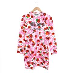 モスキーノMOSCHINO裾フリルスウェットワンピース グレー38 セール】セーラー襟リボン付きフリルスウェットワンピース