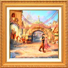 ディズニー/トーマス キンケード「塔の上のラプンツェル/ダンシング イン ザ サンライト コートヤード」展示用フック付 キャンバスジークレ 発送目安15～20営業日