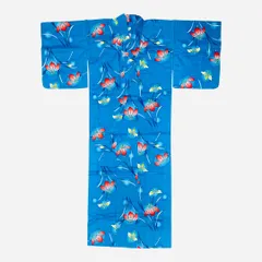 【🌟大特価　訳あり🌟定価12,800円】ME-C-23  レディース　女性　浴衣　ラビッサンルーチェ　お祭り　花火　花火大会　夏　盆踊り　デート　イベント　綿100%  ブルー　青　水色　あやめ　菖蒲　花　昭和レトロ　和モダン　誕生日　プレゼント