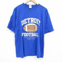 XL/古着 半袖 ビンテージ Tシャツ メンズ 00s フットボール 大きいサイズ コットン クルーネック 青 ブルー 25aug28 中古