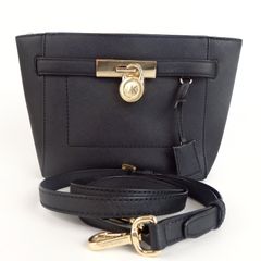 【MICHAEL KORS】マイケルコース MK金具 ショルダーバッグ ブラック レザー ゴールド金具 レディース【中古】4-4 41197