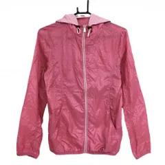 【美品】キャロウェイ ジップパーカー ピンク×白 ドット柄地模様 フード内側ボーダー 薄手  レディース M ゴルフウェア Callaway