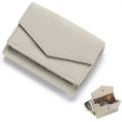 [Bearneko] ミニ財布 レディース 小さい財布 本革 財布 コンパクト 三つ折り財布 ミニウォレット 超軽量 防水財布 可愛い 小銭入れ付き (ホワイト)