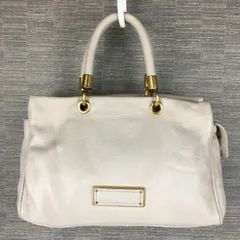 MARC BY MARC JACOBS/マークジェイコブス　レザーハンドバッグ　ベージュ　ロゴ　管NO.B20-14<sale>