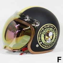 バブルシールド(ゴールドレインボーミラー)付 AXS スヌーピー JETヘルメット SNJ-19 マットブラック/アイボリー Fsize