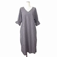 ジャーナルスタンダード JOURNAL STANDARD ワンピース ロング ギンガムチェック 半袖 紺 白
