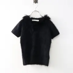 ピンクハウス PINK HOUSE フェザーファー付き アンゴラウール ファータッチトップス ブラック/半袖カットソー 黒【2400014435290】のサムネイル