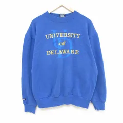 L/古着 ジャンスポーツ 長袖 スウェット メンズ 90s デラウェア 大学 刺繍 クルーネック 青 ブルー 24dec02 中古 スエット トレーナー トッ