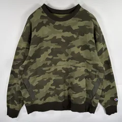 古着 チャンピオン Champion スウェット トレーナー 迷彩 カモフラ柄 プルオーバー  大きいサイズ フロントポケット 2XL  グリーン系 メンズ