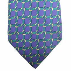 エルメス HERMES 格子 馬蹄 ネクタイ シルク ツイル ホースシュー 総柄 レギュラータイ 紺 ネイビー 7124FA フランス製/△P13/メンズ