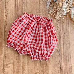 baby✭かぼちゃパンツ　ボリュームタイプ  ✭ギンガムチェック　レッド