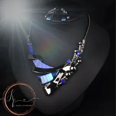 アズールリフレクション ネックレス ピアス（フック） 煌びやか、卒業式、結婚式、ウェディングパーティー、発表会、カラオケ大会、オペラ、舞台、ショーアクセサリー  ゴージャス  美しいキラキラ きれい  コスチュームアクセサリー ベリーダンス 社交ダンス