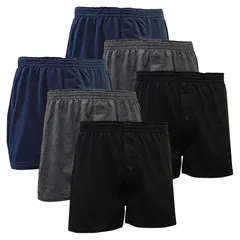 [デルレオーネ] ニット トランクス メンズ 下着 抗菌防臭加工 無地 4枚 6枚 セット ボタン付き 前開き 下着 吸水速乾 (6枚セット, M)