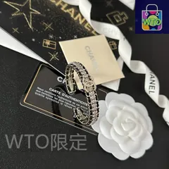 【今日特価】Chanel シャネル スワロフスキー クリスタル レザーチェーン ブレスレット