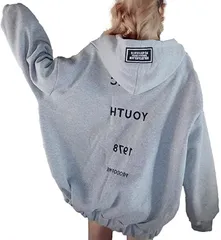 1/2style ニブンノイチスタイル 大人 かわいい フード 付き ジップ ビッグ ブルゾン パーカー レディース( ライトグレー,  M)