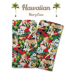 全機種対応 手帳型 スマホケース ハワイアン ヤシの木 フラガール GIRL iPhone アンドロイド AQUOS Galaxy Xperia Google Pixel arrows OPPO ケース カバー 折りたたみ