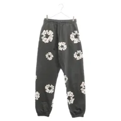 DENIM TEARS (デニムティアーズ) RHINESTONE FLOWER PRINT SWEAT PANTS ラインストーン付き フラワープリント スウェットパンツ グレー