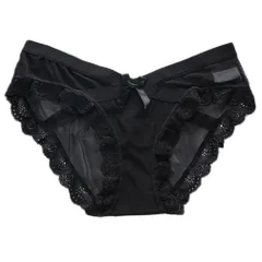 ショーツ レディース レース メッシュ ランジェリー ストレッチ 通気性抜群 柔らかい 花柄レース シースルー 可愛い M ブラック