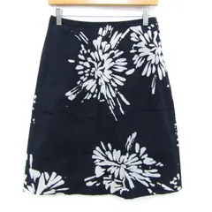 ローラアシュレイ スカート ボトムス フレア 花柄 レディース 11サイズ 紺×グレー Laura Ashley 【中古】