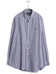 【お得なクーポン配布中!】 90s ラルフローレン 長袖 ボタンダウン シャツ メンズ L 古着 オールド ポロ 千鳥格子 チェック コットン BD 長袖シャツ ゆったり シンプル