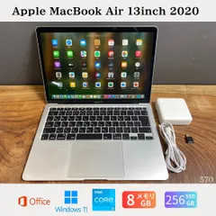 ［美品］Apple MacBook Air 13inch 2020/Core i3 1.1GHz/メモリ8GB/SSD256GB/Windows11/Office 2024/570