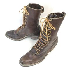 試着交換OK！70s-80s?Vintage/Hathorn Boot/ハソーン★本革/ロガーブーツ【10B/26.5-27.0-27.5/茶】Smoke jumper/mfg spokane wa/Shoes◆pWB90-6
