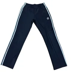 古着 adidas アディダス トラックパンツ 刺繍 トレフォイルロゴ ブラック×ホワイトライン Lサイズ 257-35