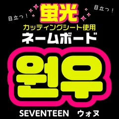 【SEVENTEEN★ウォヌ/WONWOO】蛍光ネームボード　ハングル　韓国語　ファンサ　ネムボ　うちわ文字　スローガン　パネル　カッティングシート