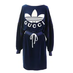 【美品】グッチ×アディダス　ワンピース　ベロア　シェリーライン　デカロゴ 美品】グッチ×アディダス ワンピース ベロア シェリーライン