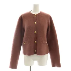 アニュアンス ánuans ラクーンブレンドノーカラーニットジャケット ウール混 F ダークピンク /MI ■OS