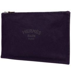 【在庫一掃】 エルメス HERMES ヨッティング MM フラットポーチ 化粧ポーチ キャンバス パープル レディース 【中古】