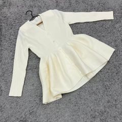 ☆CADUNE☆カデュネ♪ペプラムカーディガン♪ホワイト♪大人可愛い♪(M)
