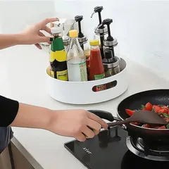 回転式  調味料ラック キッチン収納 スパイスラック 調味料 トレイ テーブル 回転 卓上 台所 シンク 立てる 整理 el-kaitableのサムネイル