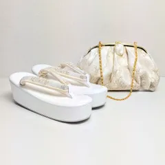 紗織 ブランド 草履バッグセット がま口 モダン 白 ホワイト u106 