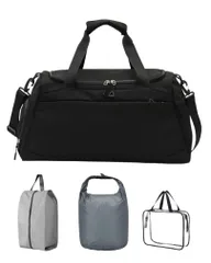ジム ボストンバッグ メンズ サブバッグ3点セット付き 【防臭防汚】【シューズ収納ポケット付き】 ダッフルバッグ トレーニング フィットネス スポーツ ランニング ゴルフ テニス バドミントン 卓球 旅行 出張 (ブラック) [ブラック]