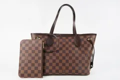 【超美品】LOUIS VUITTON ヴィトン ネヴァーフルPM ポーチ付き トートバッグ ダミエ ブラウン系 レザー【KR17】