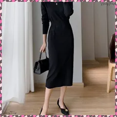 送料無料 タートルネック ニットワンピース 上品 オフィスカジュアル ロングワンピース きれいめ ウエストマーク レディース 秋冬 タイトワンピ 無地 ハイウエスト着やせ ワンピ ハイネック 大人ワンピ長袖通勤 パーティー 着回し