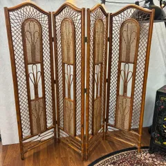 KOIZUMI ラタン衝立 4連 高さ150cm 廃盤 希少 小泉産業製