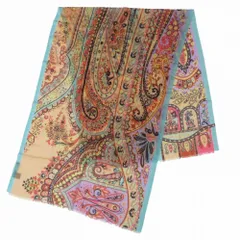 エトロ ETRO カシミヤ ペイズリー柄 大判 ストール マフラー カットオフ フリンジ ショール マルチカラー ur77