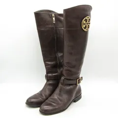 トリーバーチ ブーツ 本革 レザー ブランド シューズ 靴 レディース 6Mサイズ ブラウン Tory Burch 【中古】