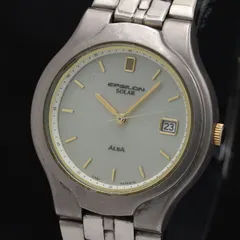 稼働 セイコー アルバ イプシロン デイト V145-0F20 ソーラー シルバー文字盤 メンズ/レディース腕時計 TKD 2000000 NSK