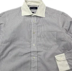 MAKER'S SHIRT 鎌倉 ストライプ シャツ ドレスシャツ ホワイト パープル ブルー 41-85 ビジネス オフィス 二次会 メイカーズシャツ■S2444