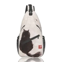 【数量限定】旅行 ハイキング 通学 通勤 大容量 防水 軽量 ウエストポーチ レディース メンズ バック ショルダー ネコ柄 絵 猫 和柄 和風 斜め掛け ボディバッグ [DADABULIU]