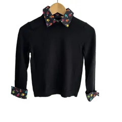 着用2回】アリスアンドオリビア ボウタイ♡ドット♡半袖ニットトップス