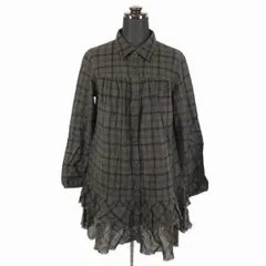 ピンクハウス★フリル/シャツワンピース【レディースM程度/暗茶チェック柄】PINKHOUSE◆BF463<sale>